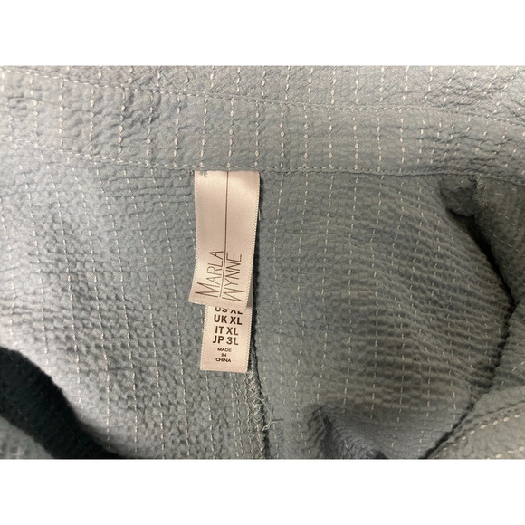 Marla Wynne Blue Textured Button Detail 3/4 Sleeve Popover Tunic Blouse Size XL - Picture 4 of 4